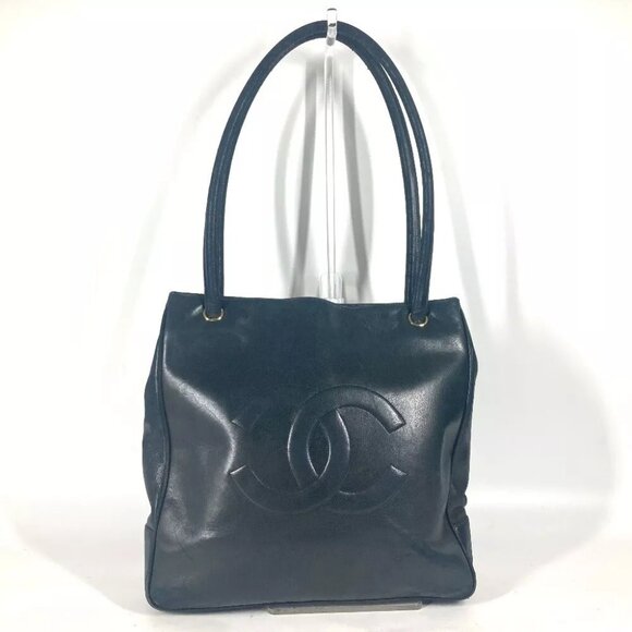 CHANEL vintage CC CC Mark Shoulder bag Tote Bag Shoulder Bag Leather Dark navy - Picture 1 of 16